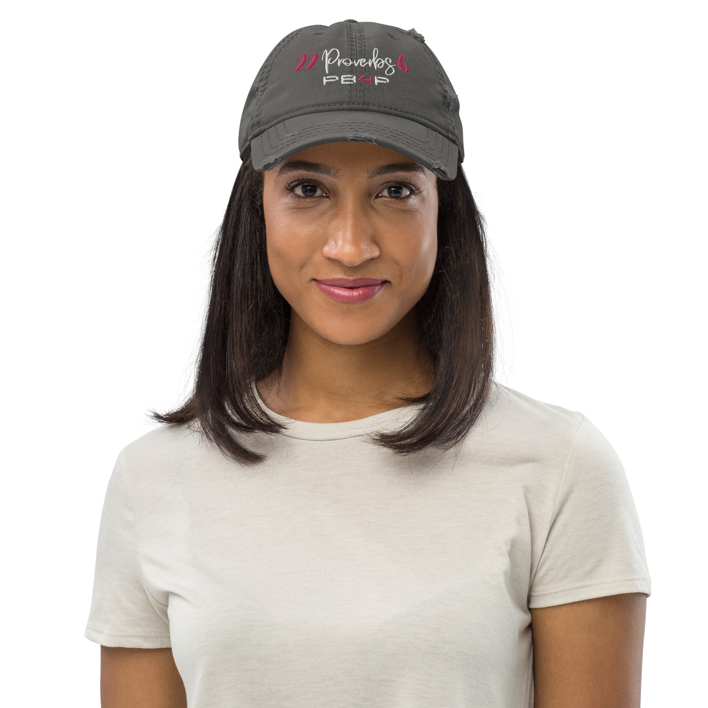 Proverbs 22:6 Distressed Ball Cap - One Size Adjustable
